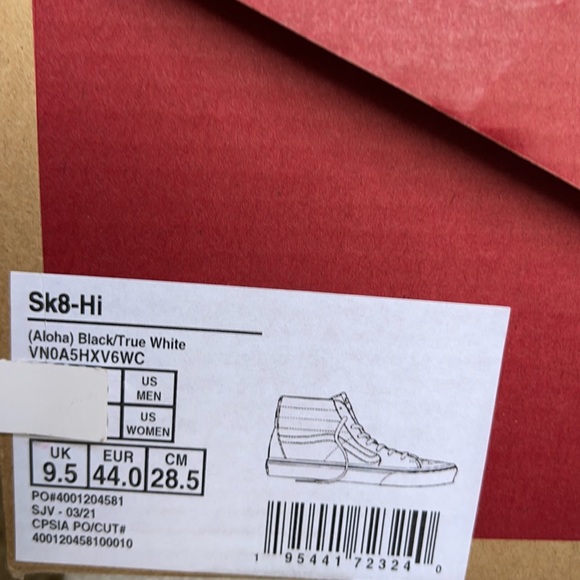 Vans Men’s Sk8-Hi ALOHA Black/True White Sneakers - Picture 16 of 16